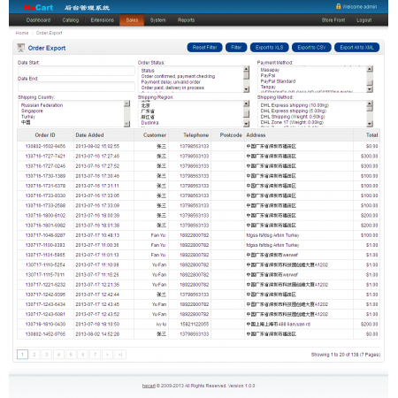 Order Export To Excel Or CSV Or XML For HeCart