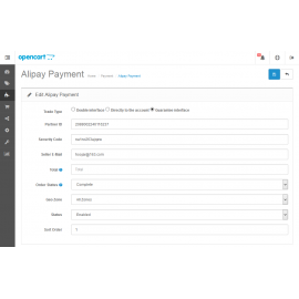 Alipay Cross Border Website For OpenCart V2