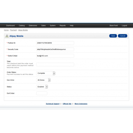 Alipay Mobile For OpenCart