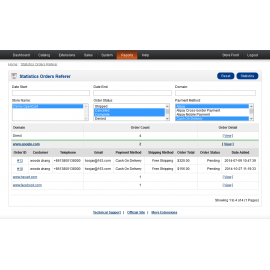 Record And Statistics Orders Referer Domain (VQMOD) For OpenCart