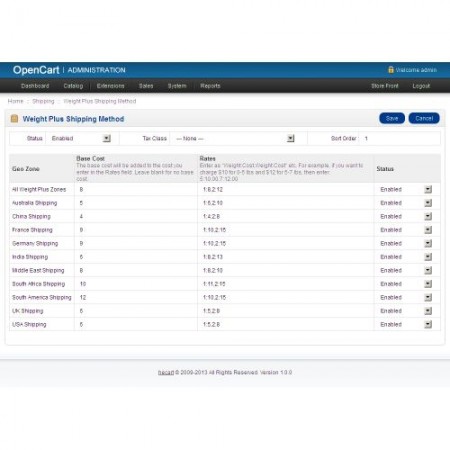 Weight Based Plus Shipping For OpenCart